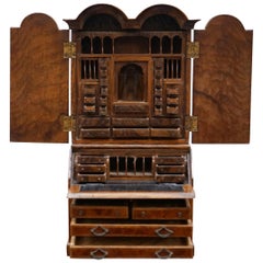 Miniature Dolls House Asprey 1890 London Burr Walnut George II Bureau Bookcase