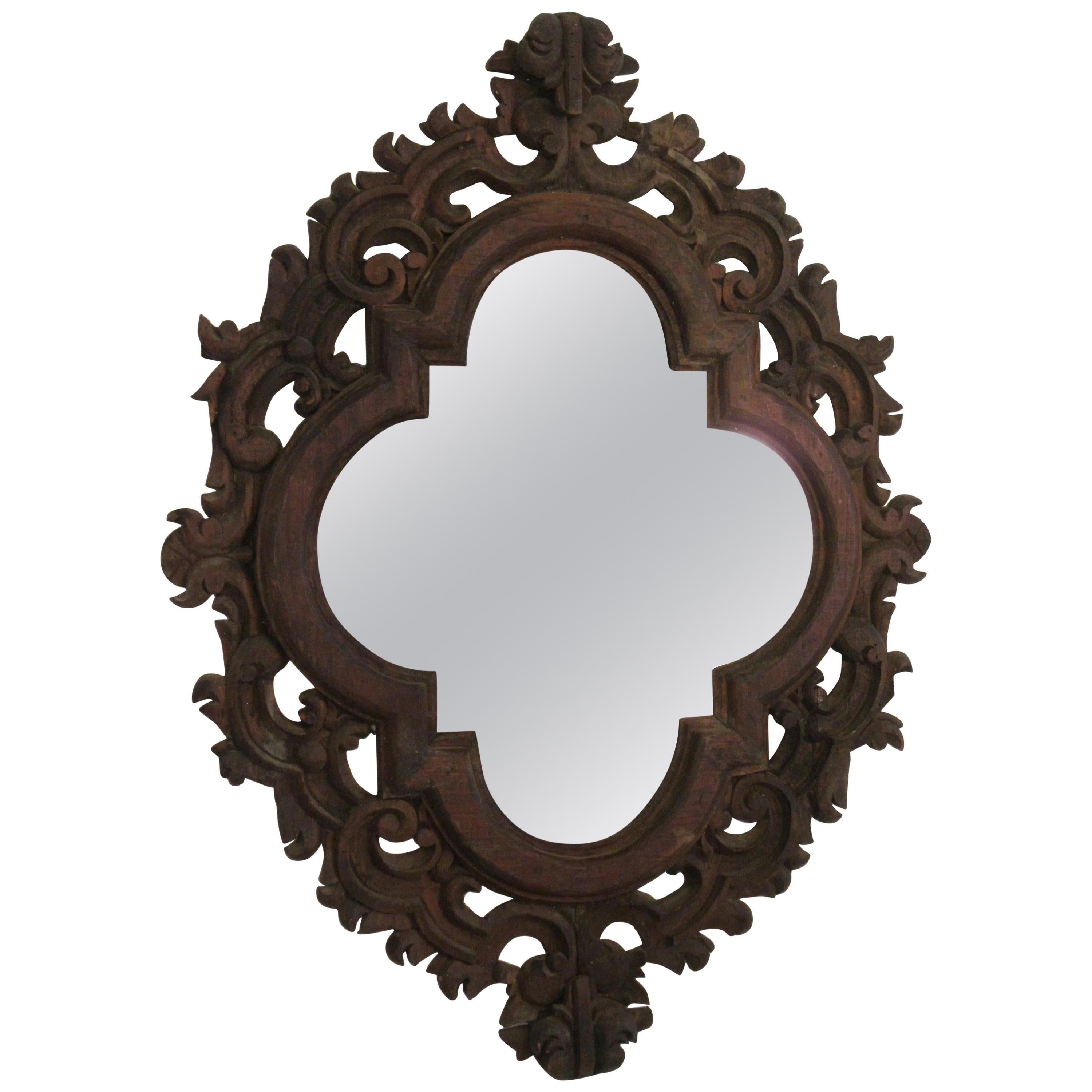 1960s Spanish Carved Wood Mirror