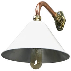 1980s Ex British Army Light Shade / Copper and Brass Cantilever, White