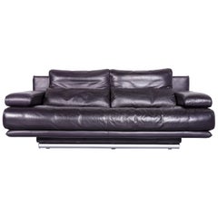 Rolf Benz 6500 Designer Leather Sofa Dark Purple Two-Seat Couch
