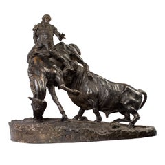 20th Century Spanish Bronze Picador and Bull Sculpture by Juan Polo Velasco