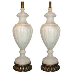 Antique Large Neoclassic Alabaster Lamps