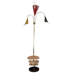 Retro Kobis and Lorence Midcentury Glass and Metal Flowers Floor Lamp, 1950s