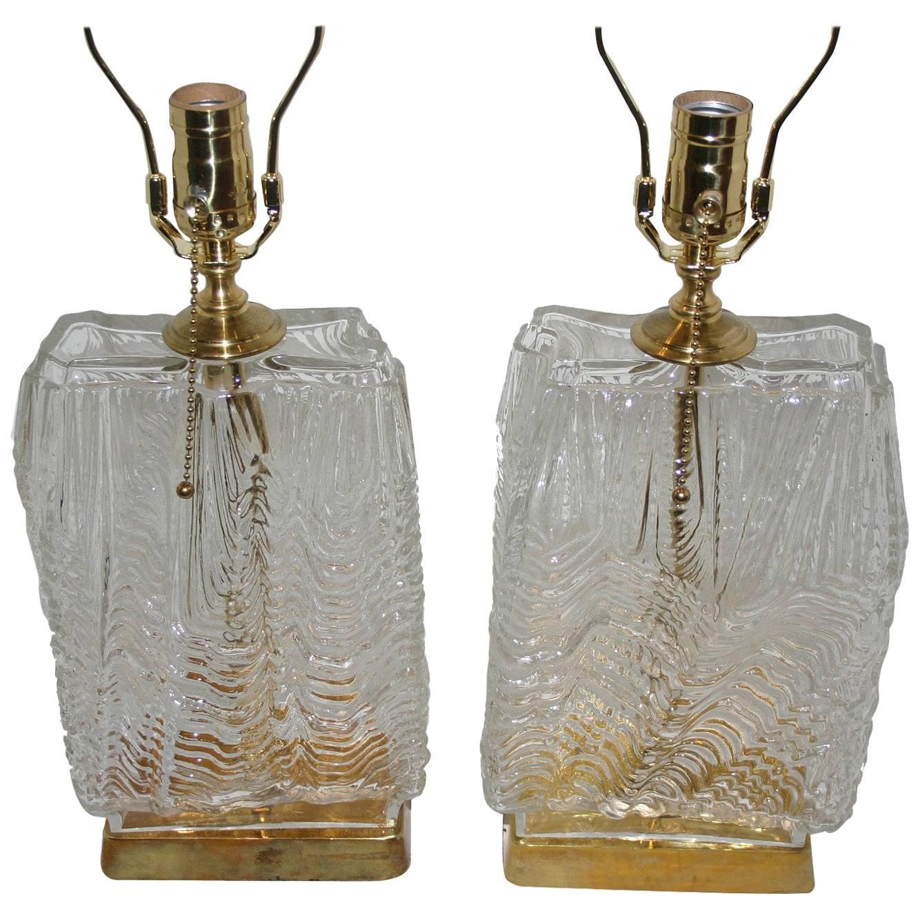 Moderne "Ice" Glass Lamps