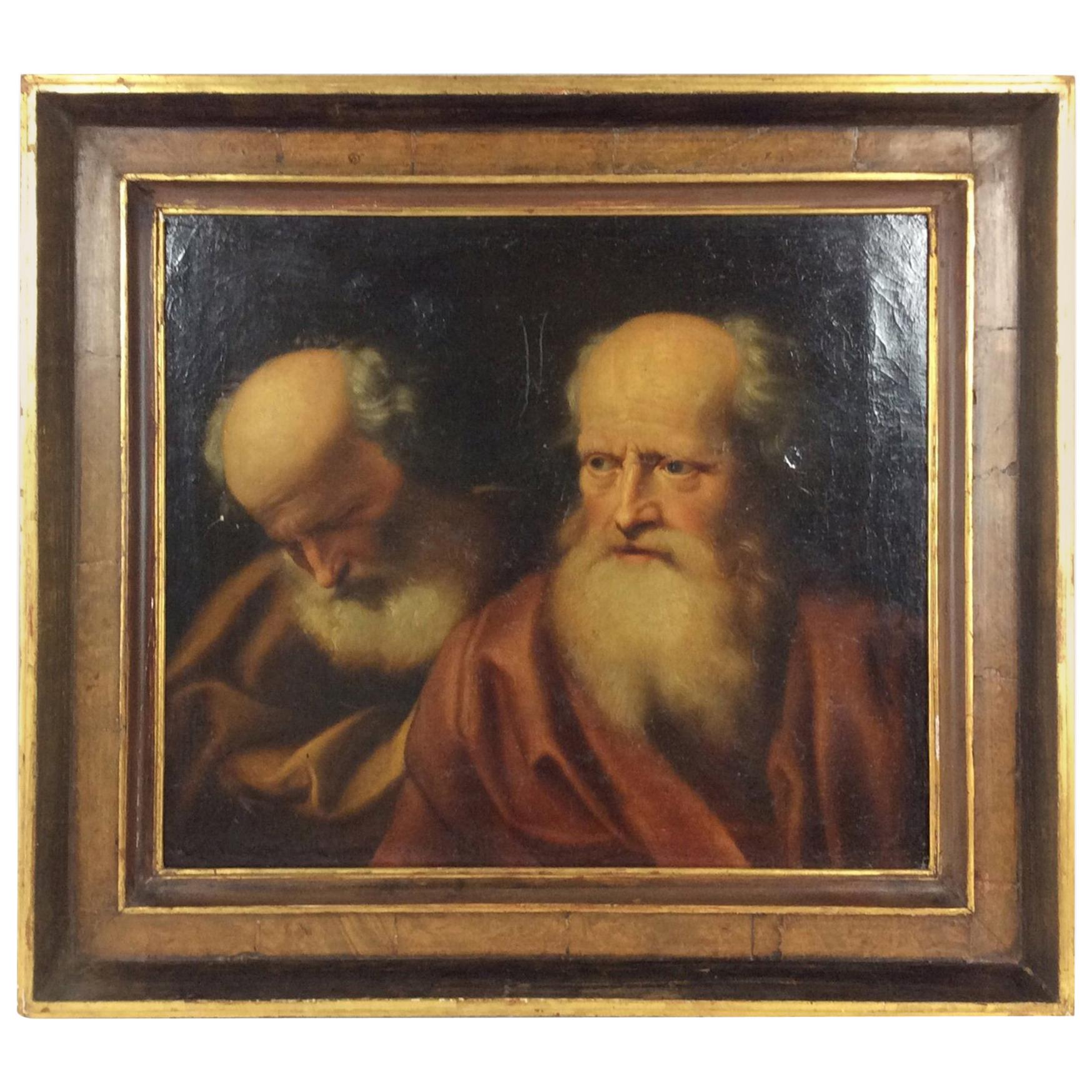 17th Century Old Master Painting Balthazar Denner Study of Two Philosophers