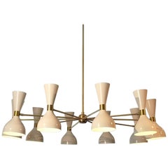 Large Modern "Ludo" Chandelier in White Enamel and Brass by Blueprint Lighting