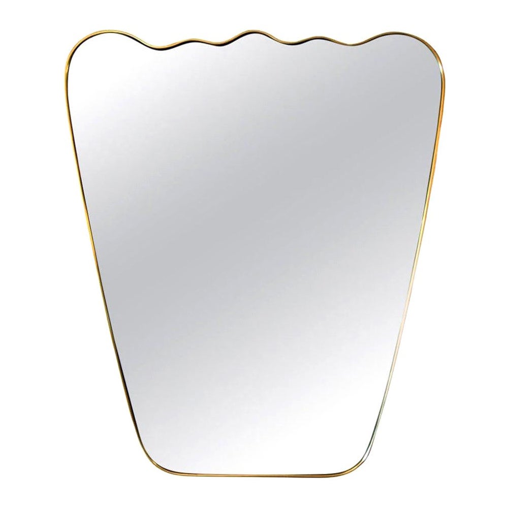 Miroir italien en laiton ondulé sur mesure par Adesso Imports