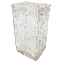 Vase en verre transparent texturé ondulé de Girandi, années 1960