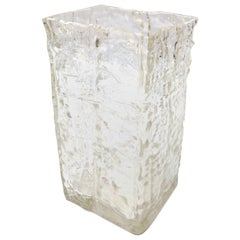 Jarrón de cristal transparente con textura ondulada by Girandi, Años 60