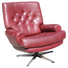 Used 1970s Red Leatherette Office Sofa with Steel Legs