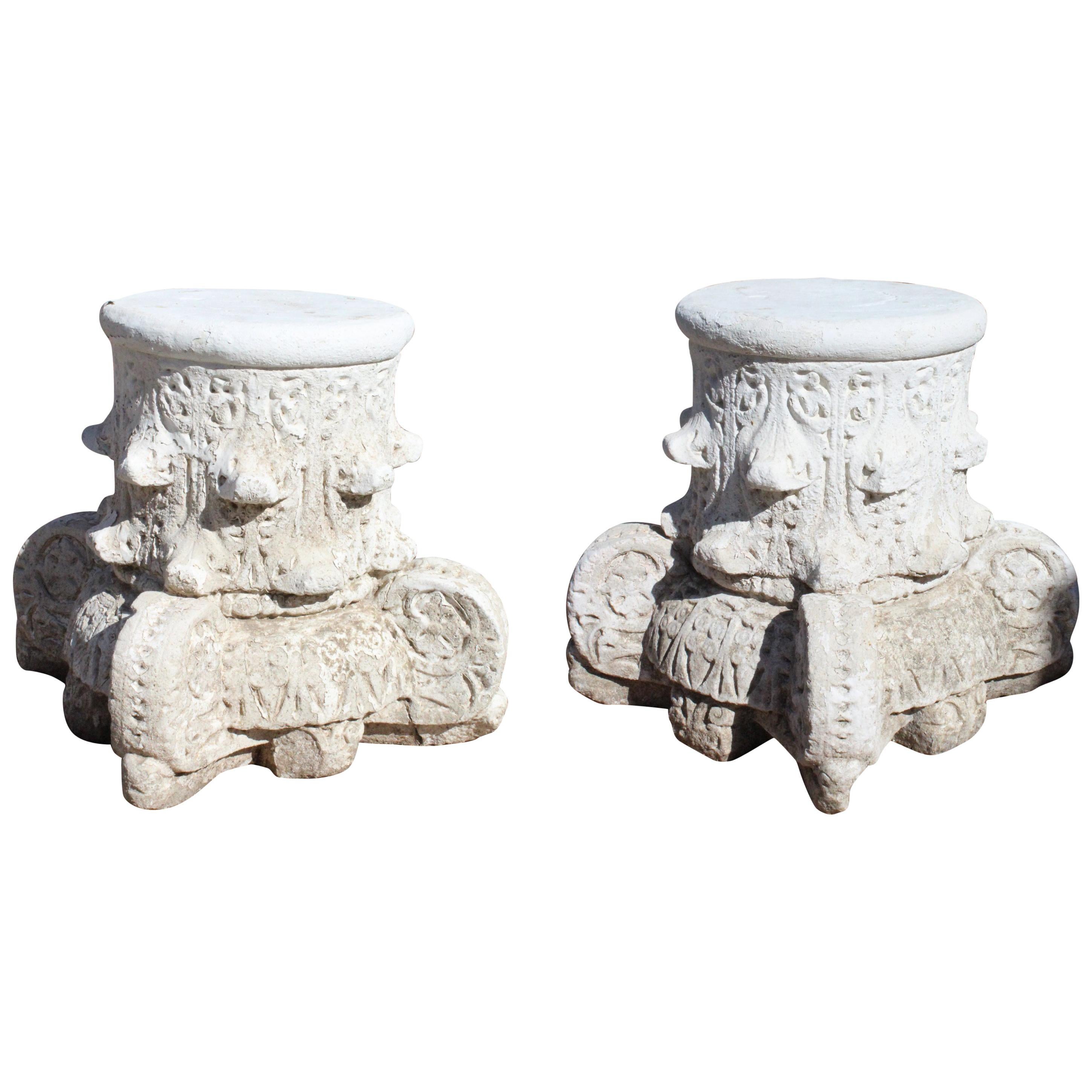 1950s Pair of Spanish Sandstone Alhambra Style Capital For Sale