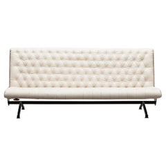 1950s White Leather Sofa by Osvaldo Borsani