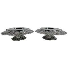 Pair of Large and Fancy Antique American Sterling Silver Compotes