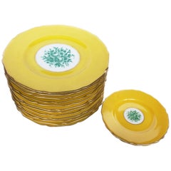 1930s Yellow Gold-Rimmed Porcelain China by Black Knight Set of 12