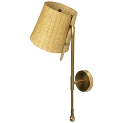 Ancora-W2 Contemporary Brass and Wicker Wall Light, Flow Collection