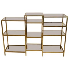 Italian 1960s Brass Multileveled Étagère Shelving Unit Attributed by Romeo Rega