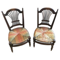 Napoleon III Pair of Straw Chairs, France 19th Century