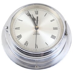 Retro Ship's Chrome Wall Clock by Viking, 1970s, Denmark