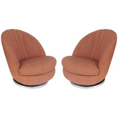 Milo Baughman Swivel and Tilt Lounge Chairs with Chrome Base, USA, 1970s