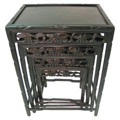 Ebonized Mid-Century Rosewood Chinese Set of Four Nesting Tables