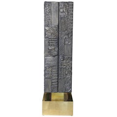 Paul Evans Sculpted Bronze and Brass Cityscape Vertical Cabinet