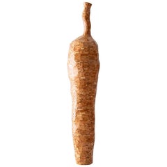 Contemporary American Wooden Faceted Vase, Cherry, Sculpture, Carved, in Stock