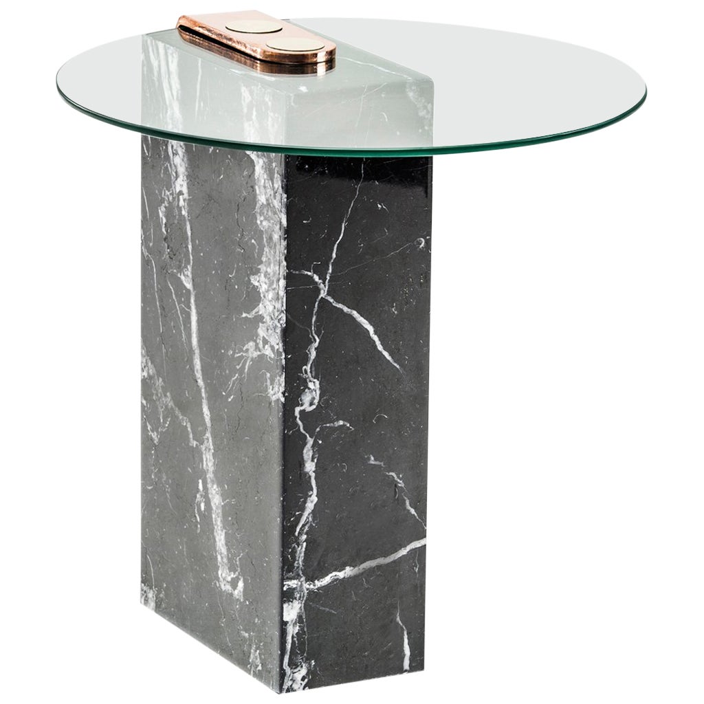 "Ternary" Side Table Metal, Marble, Glass For Sale at 1stDibs