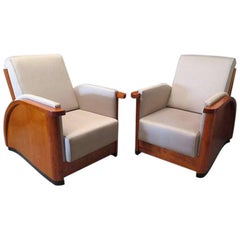 Pair of Cherry French Art Deco Armchairs