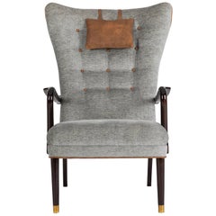 Danish High Back Winged Club Chair