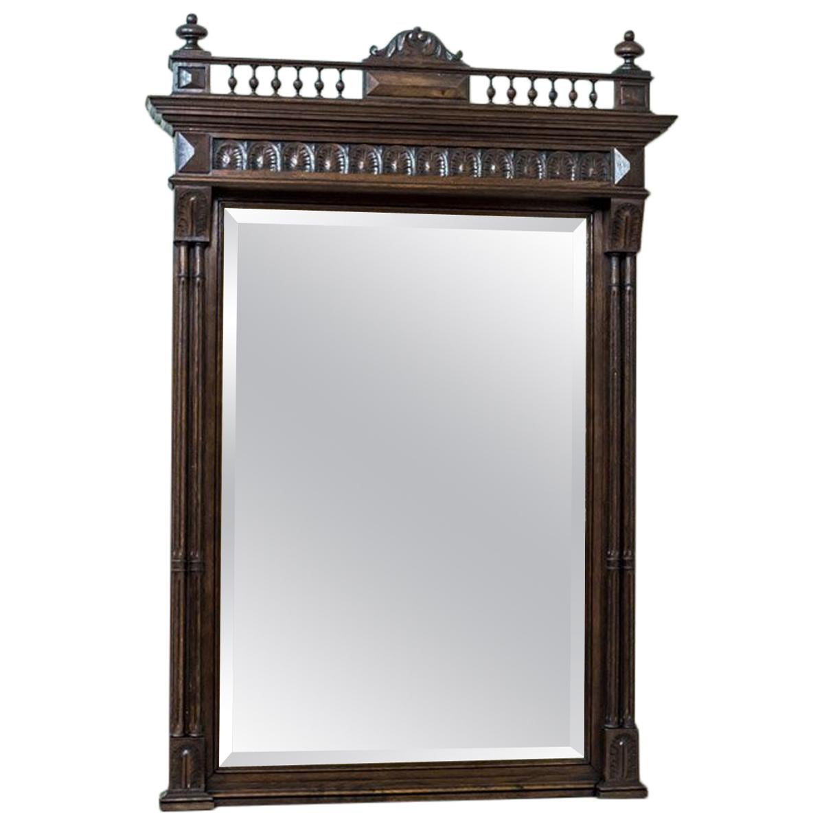 19th Century Pier Glass in an Eclectic, Oak Frame