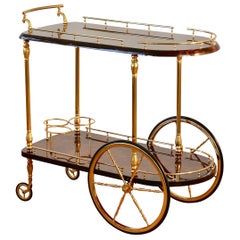 Aldo Tura 1960s Midcentury Bar Cart, Trolley or Stand in Brown Italian Goatskin