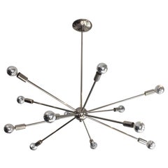 Polished Nickel-Plated Italian Sputnik 12-Light Chandelier