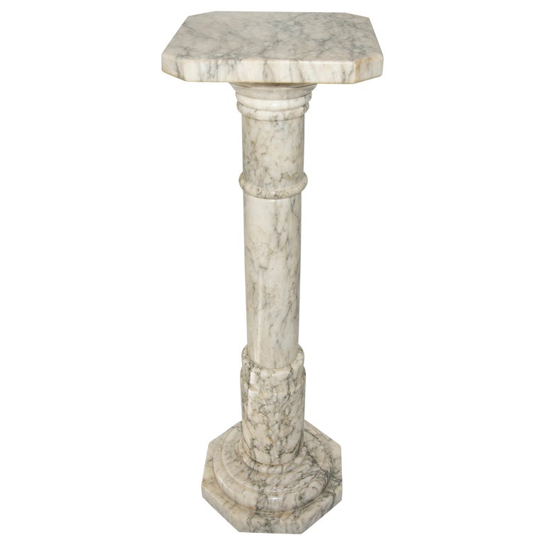 Calcutta White Marble Pedestal at 1stDibs