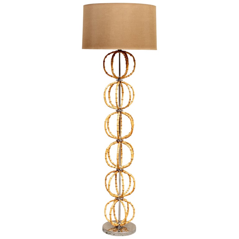 Contemporary Tiered Bamboo Floor Lamp