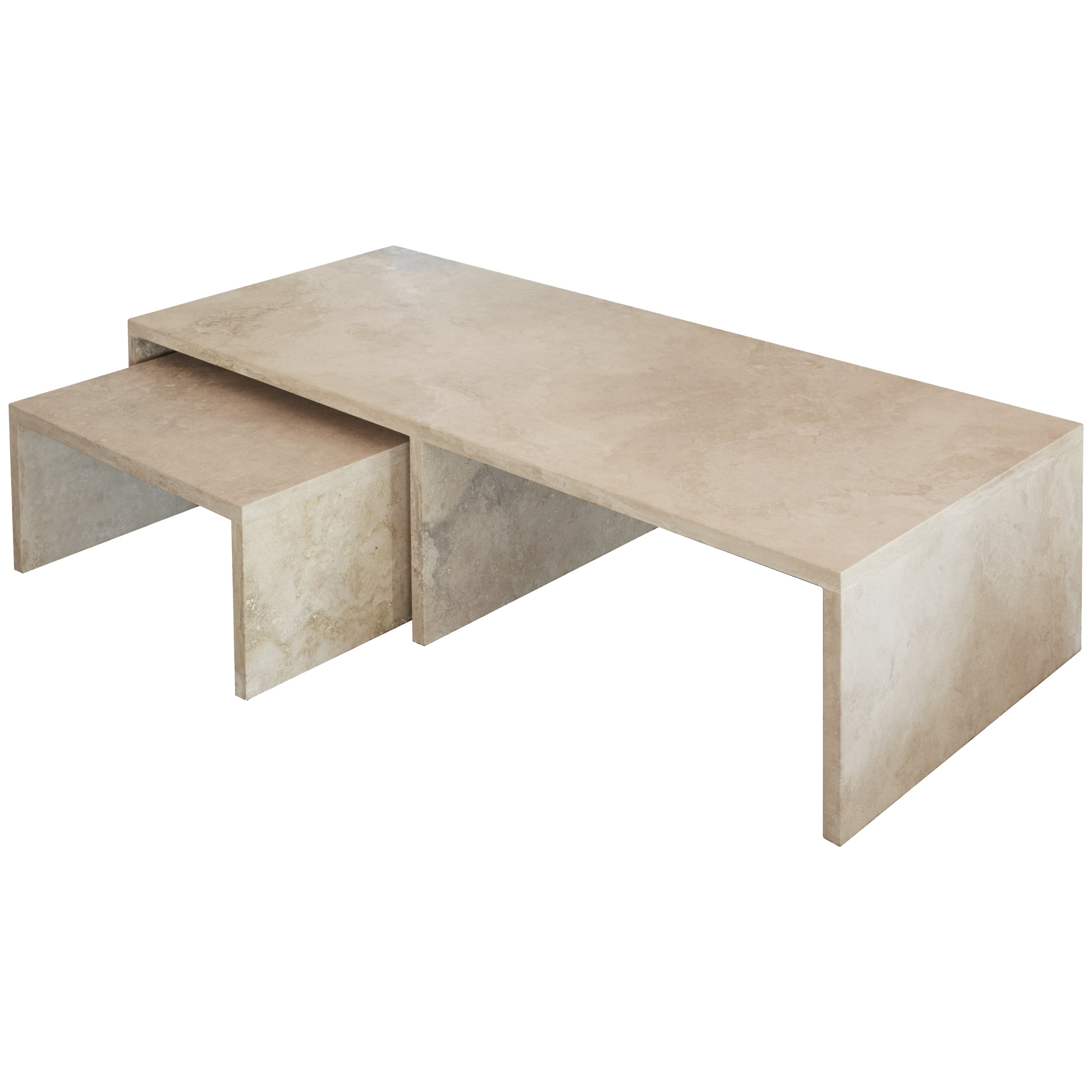 Pure Minimalist Travertine Bedside Table Set by Amee Allsop, AA112 For