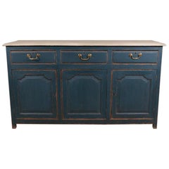 Custom Quality White Marble Top Paint Decorated And Giltwood English Painted Dresser Base