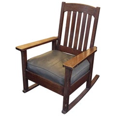 1928 Signed Stickley Oak Rocking Chair