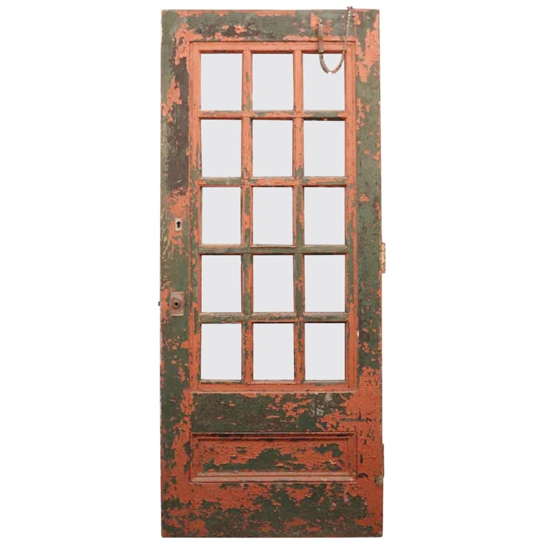 1930 Painted Wooden Exterior French Door With 15 Mixed 1930 Painted Wooden Exterior French Door With 15 Mixed Gl Panes For