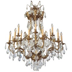 Big Crystal Brass Chandelier Antique Ceiling Lamp Lustre Art Nouveau Large