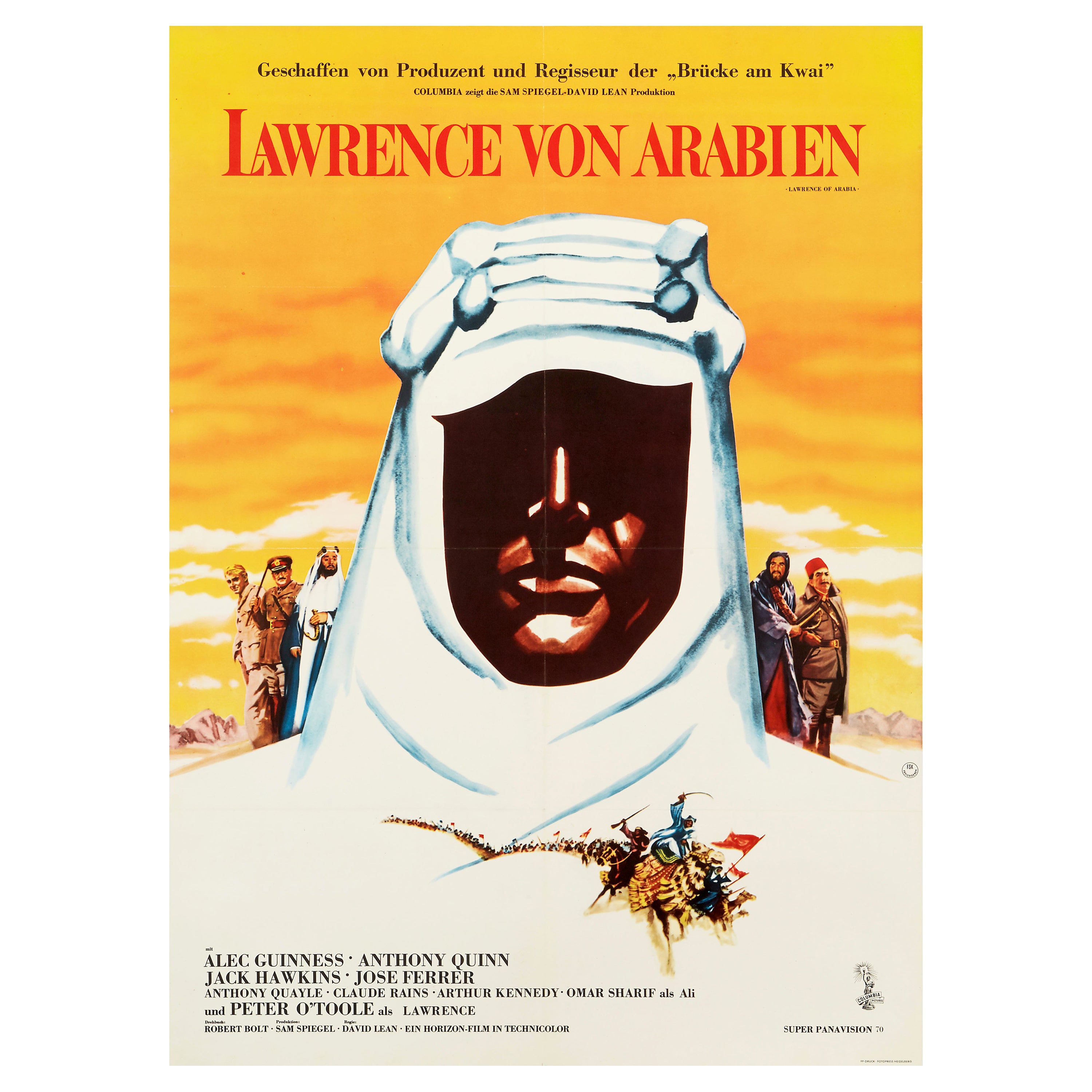 'Lawrence of Arabia' Original Vintage Movie Poster, German, 1963