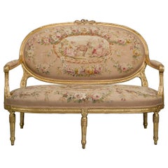 Louis XVI Style Canapé, Upholstered with Aubusson Tapestry, circa 1880