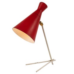 Rote und weiße Stilux Milano-Tischlampe, 1950er Jahre