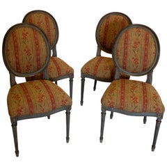 Set Of Four French Louis XVI Style Side Dining Chairs Set Of Four French Louis XVI Style Side Dining Chairs