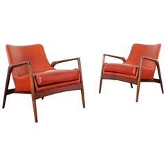 Danish Modern Leather Lounge Chairs by Ib Kofod Larsen