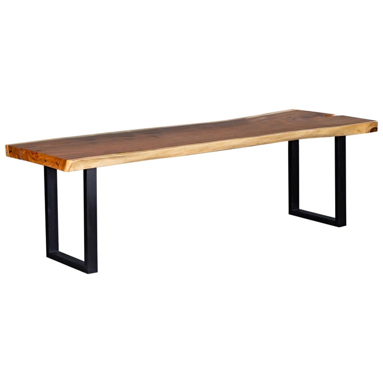 Organic Modern Live Edge Teak Contemporary Dining Table Metal Base Organic Modern Live Edge Teak Contemporary Dining Table Metal Base For