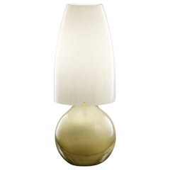 Venini Large Argea Table Lamp in Straw Yellow w/ White Shade
