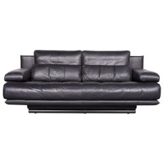 Rolf Benz 6500 Designer Leather Sofa black Two-Seat Couch modern