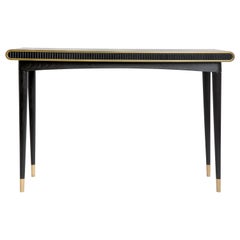 Blackened Oak Brass and Corian Gaia Console Table by Felice James Handmade in UK