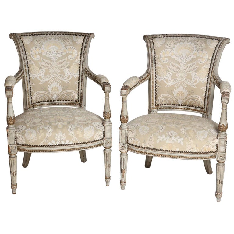 Pair of French Neoclassical Armchairs For Sale