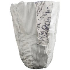 Contemporary Ceramic Cartocci Texture Print White Tall Vase
